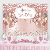 Rose Gold Funkeln Ballon Glücklich Geburtstag Hintergrund